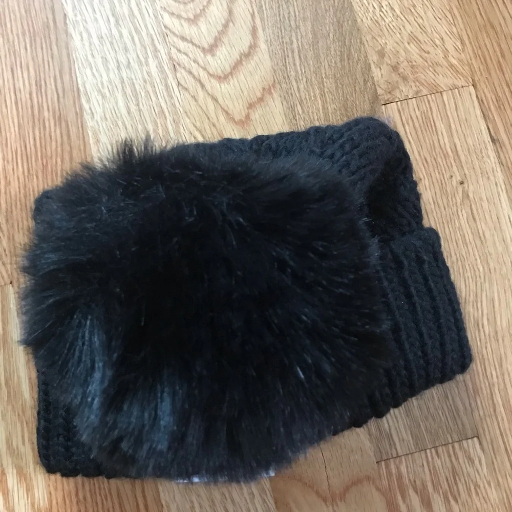 New Free People Black Pinnacle Pom Beanie